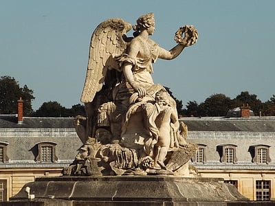 Pomnik, Versailles, posąg, ogród, krajobrazy, ogrody, Latem