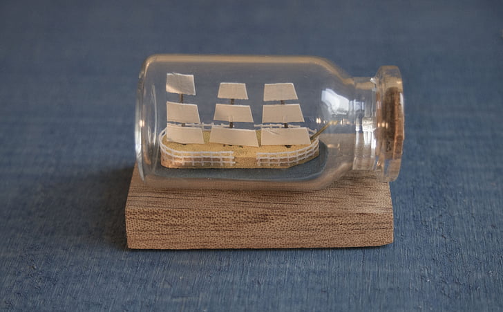 imbarcazione a vela, bottiglia, in miniatura, modello, Giocattoli, nave in bottiglia