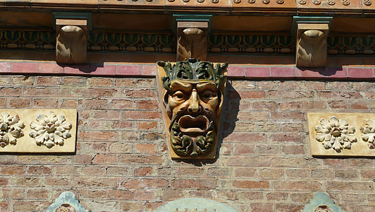 Zsolnay quartier culturel, Pecs, ornement, statue de, architecture, ornements de façade