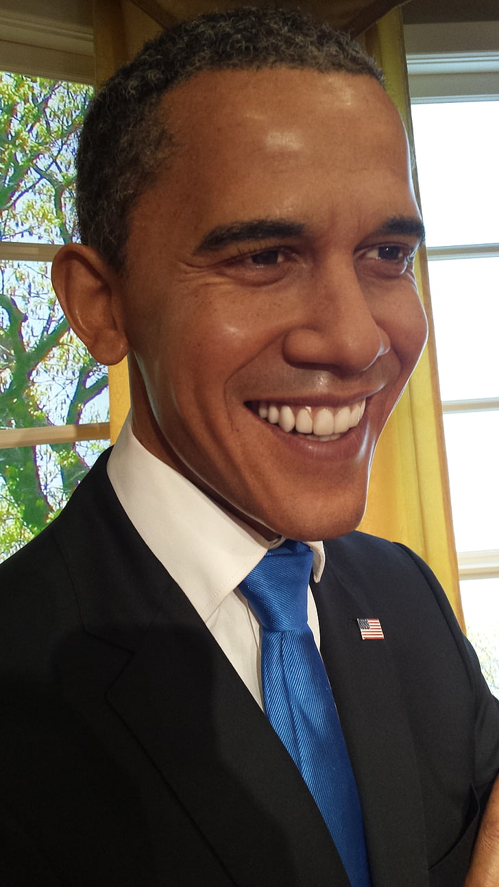 Barack obama, voks, figur, Museum, Madame tussauds, smiler, munter