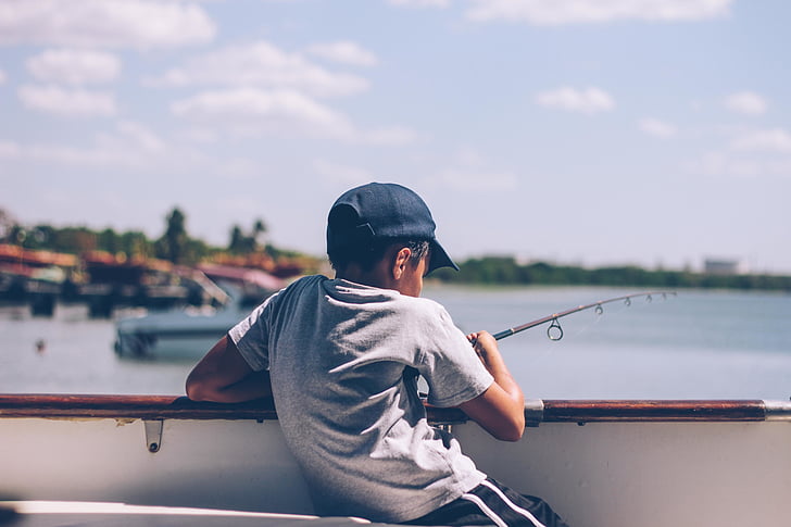 people, boy, kid, child, fishing, boat, sailing