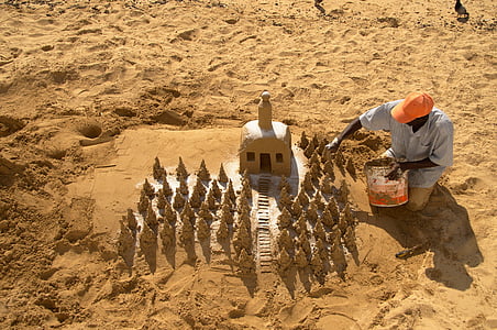 plage, sable, sculpture de sable, côtes