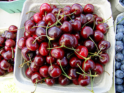 cerezas, fruta, rojo, fresco, saludable, Berry, dieta