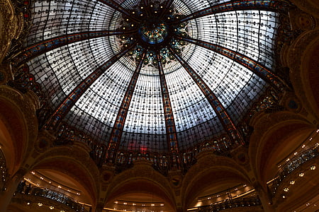 paris, roof, dome, building, house roof, shopping arcade, rosette
