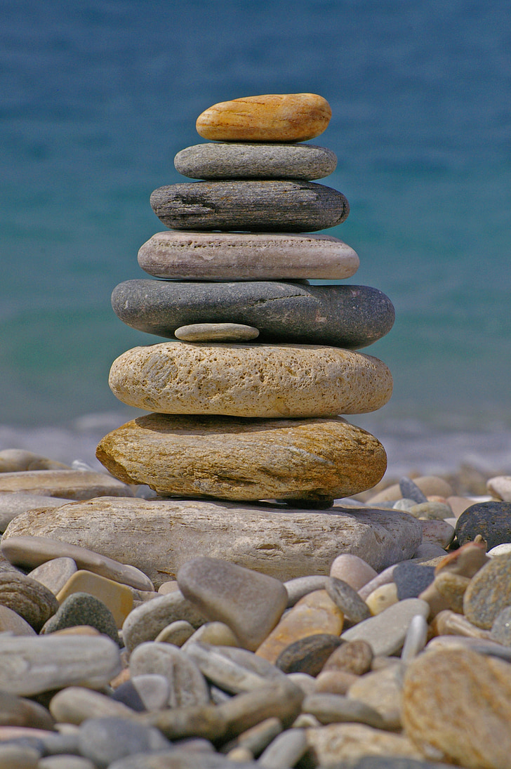 stones, beach, sea, water, greece, holiday, island