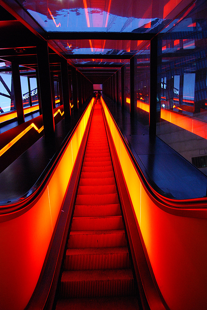 escalator, entrée, Musée de la Ruhr, illumination, manger, projet de loi, Zollverein
