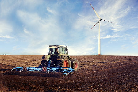 農業機械, 風車, フィールド, ブルー, 夏, フィールドワーク, 再生可能エネルギー