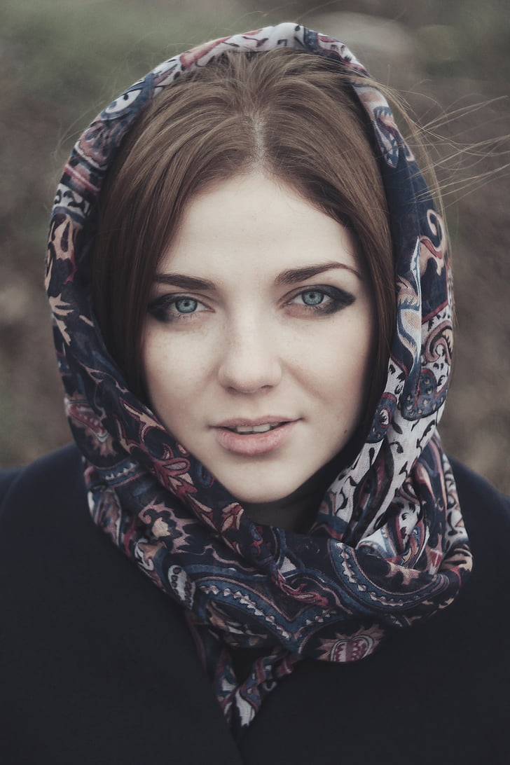 woman, headscarf, girl, lady, adult, portrait, model