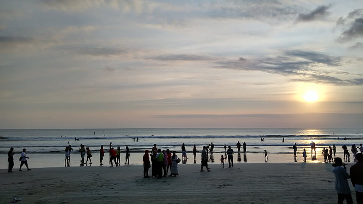 pláž, Západ slunce, Bali, obloha, písek, Já?, oceán
