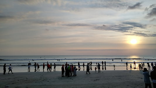 platja, posta de sol, Bali, cel, sorra, Mar, oceà