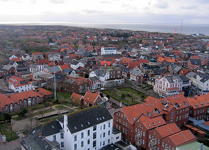 borkum, sea, island, north sea, aerial view