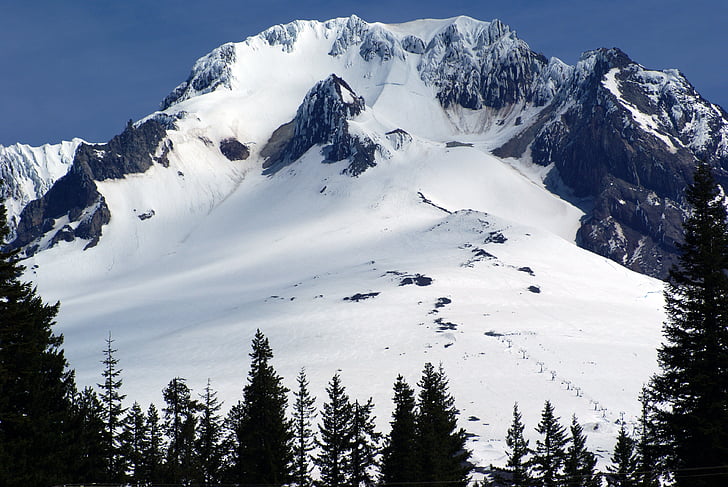 Mount hood, góry kaskadowe, Oregon, góry, śnieg, pasmo górskie, pejzaż