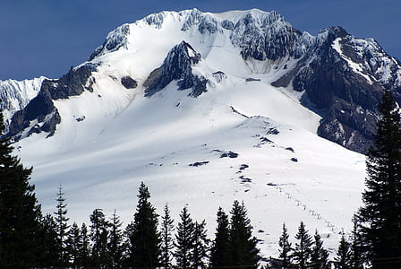 Gunung hood, Cascade mountains, Oregon, Gunung, salju, pegunungan, scenics