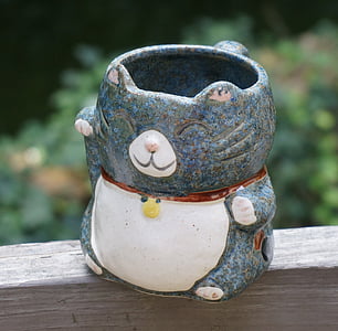 taza, taza de Kitty, lindo, hecho a mano, arte, artesanía, arcilla