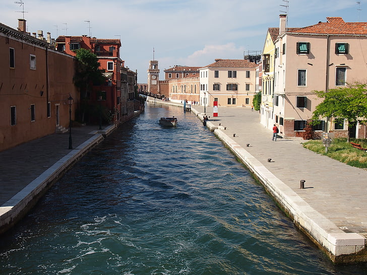 Venice, Itālija, upes, gondola