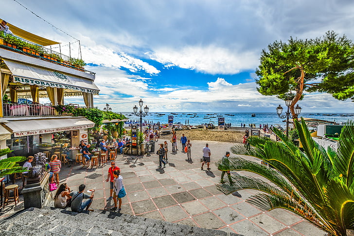 Positano, Beach, havet, Middelhavet, Resort, Amalfi, Italien
