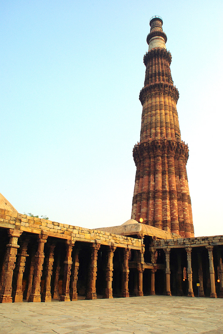 Inde, Delhi, Mosquée, architecture, colonnes