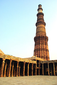 Inde, Delhi, Mosquée, architecture, colonnes
