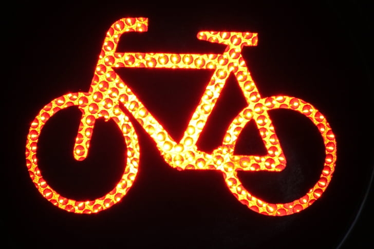 จักรยาน, ไฟจักรยาน, สีแดง, ถนน, สัญญาณจราจร, การจราจร, กฎของถนน