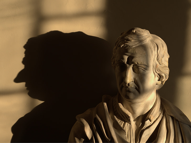 Byron, statue, næse, Herren, buste, peeling, skygge