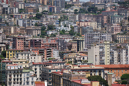 edificios, ciudad, lleno de gente, Italia, Nápoles, arquitectura, viajes