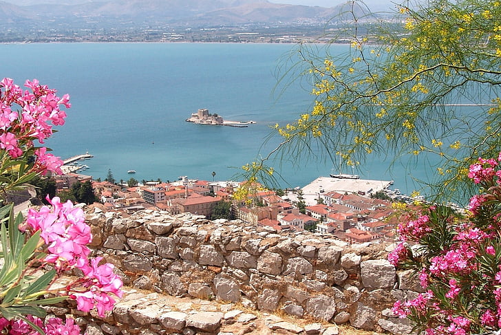 Hellas, Nafplio, eltelt, sziget, Port, az Outlook, Görögország