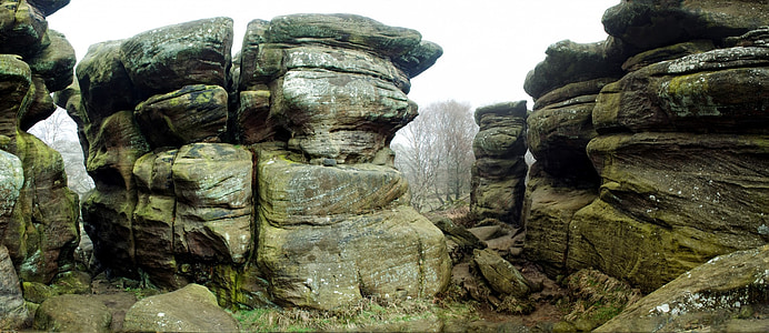 Natura, kształty, Anglia, skałki Brimham, osadowych, krajobraz, formacji