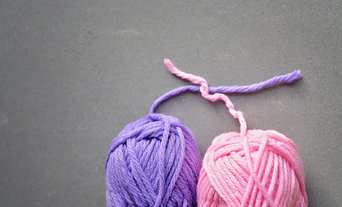 laine, accessoires de tricot, Couleur, bleu, Rose, couleur, fermer