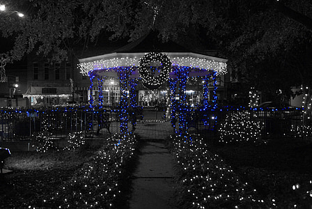 Natal, x-mas, luzes, verde, lâmpadas, árvore, decoração