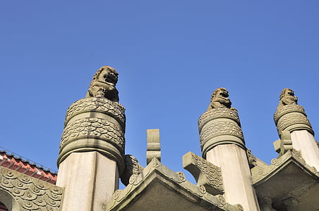 temple, pillar, stone carving, china