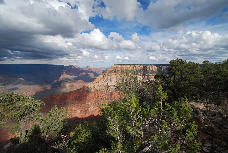 vista del gran cañón, Cañón, Arizona, Parque, cielos tormentosos, Meseta de, atracción