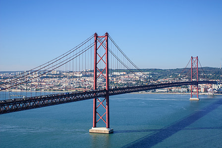 Ponte 25 de abril, Lisbona, Ponte del 25 aprile, Ponte, Portogallo, vista, posto famoso