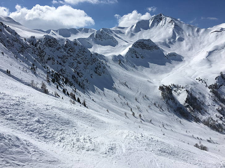 Gunung, Ski, matahari, Alpe, bersalju, melacak, salju
