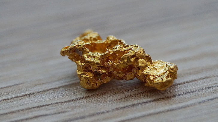Gold-nugget, Gold, Nugget, natürlicher gold, einzelnes Objekt, keine Menschen, schließen