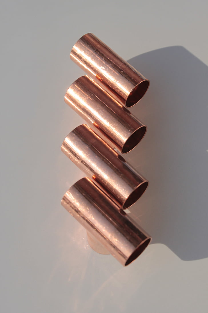 copper, equal, fittings, joints, metal, soldered, tee
