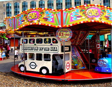amusements, attraction, entertainment, ride, carousel, children's, painted