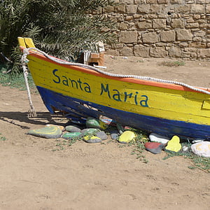 лодка, пляж, Рыболовное судно, желтый, цвета, Кабо-Верде, Морские судна
