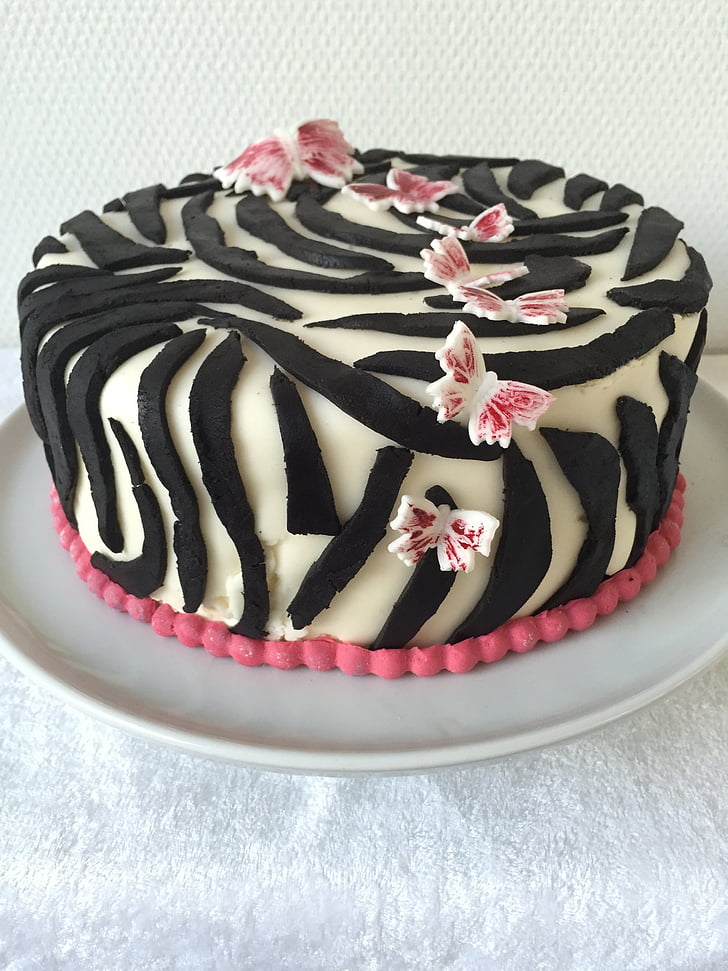bolo, Zebra, deserto, celebração, aniversário, sobremesa, crosta de gelo