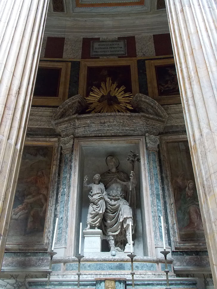 Panthéon, Italie, Rome, architecture, romain, monument, statue de