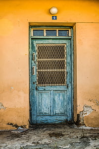 drzwi, wyblakły, w wieku, Próchnica, stary, drewniane, wejście