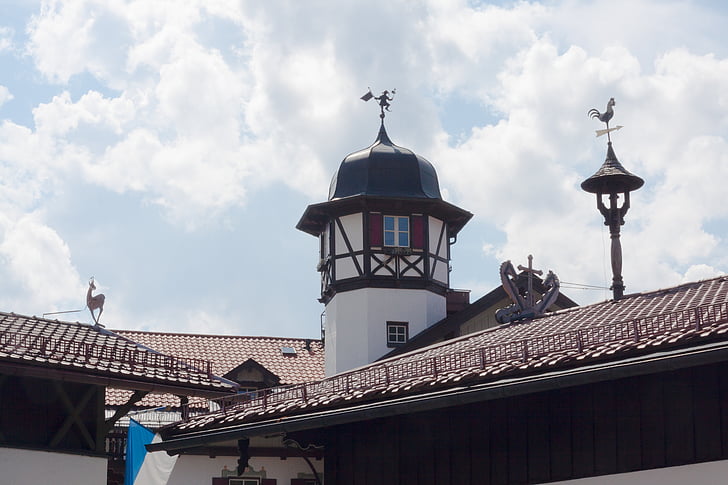 střecha, věž, Krov, zvaný Weathervane, Architektura, obloha, budova