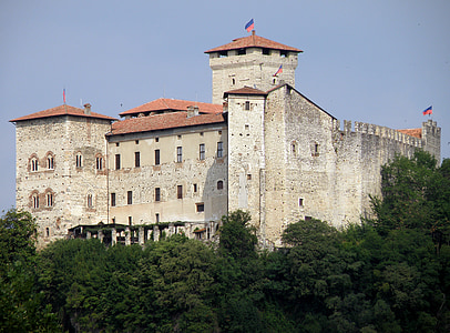 Borromeo castle, Danau maggiore, Angera, Varese, bangunan, Italia, Kotamadya