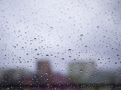 gota, pluja, plujós, finestra, temps, gris, ombrívol