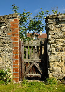 Gate, ingång, Ryedale, Coneysthorpe, dörr, byn, England