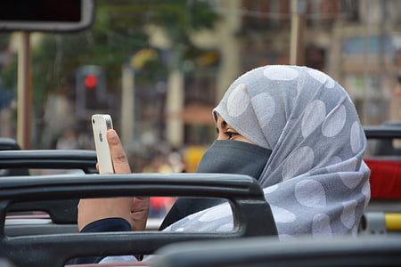abdulrasheed, Arabisch, Kopfbedeckungen, Islamische, Islam, Frau, Telefon