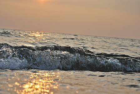 water, twilight, sea, coast, sunset, waves