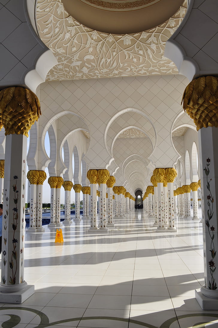 Abu Zabi, Wielki Meczet, Słońce, Architektura, Islam, Muzułmanin, Zayed