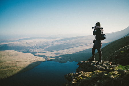 folk, mann, fyr, alene, reise, fotograf, Highland