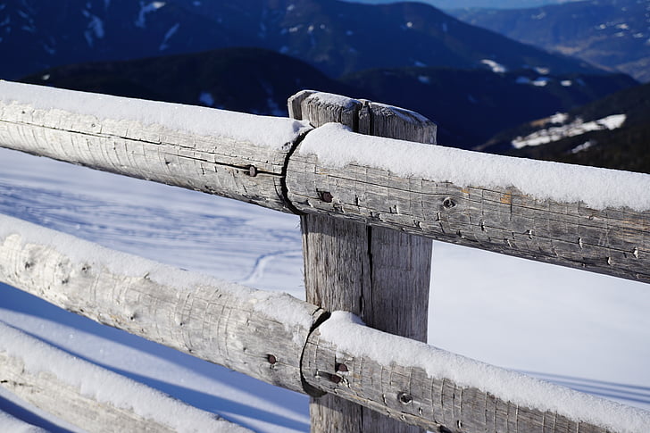 fence, snow, snowy, winter, cold, icy, barrier