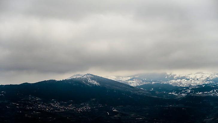 iz zraka, fotografija, planine, oblak, snijeg, priroda, mir